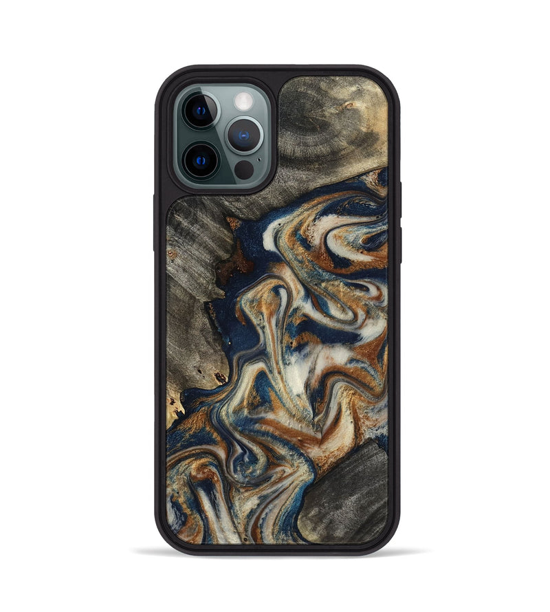 iPhone 12 Pro Wood Phone Case - Walter (Teal & Gold, 798672)