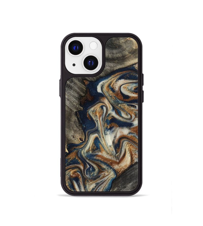 iPhone 13 mini Wood Phone Case - Walter (Teal & Gold, 798672)