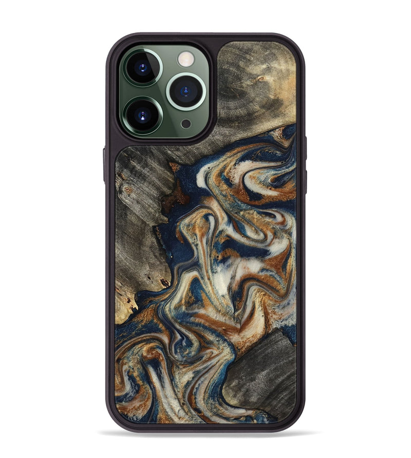 iPhone 13 Pro Max Wood Phone Case - Walter (Teal & Gold, 798672)