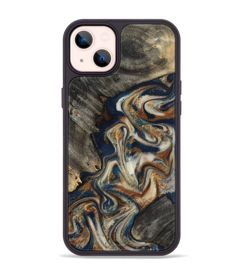 iPhone 14 Plus Wood Phone Case - Walter (Teal & Gold, 798672)