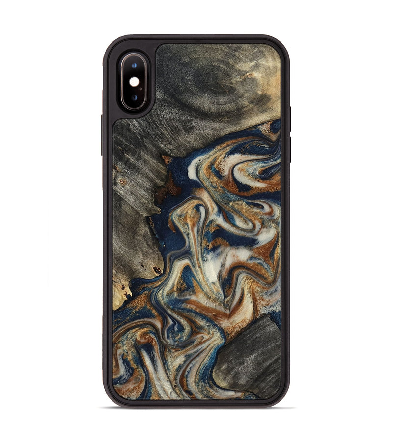 iPhone Xs Max Wood Phone Case - Walter (Teal & Gold, 798672)