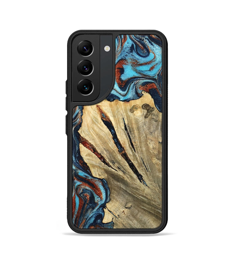 Galaxy S22 Wood Phone Case - Halley (Teal & Gold, 798674)