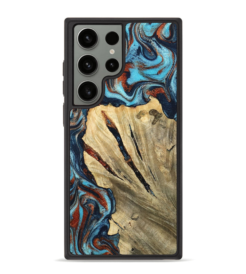 Galaxy S23 Ultra Wood Phone Case - Halley (Teal & Gold, 798674)