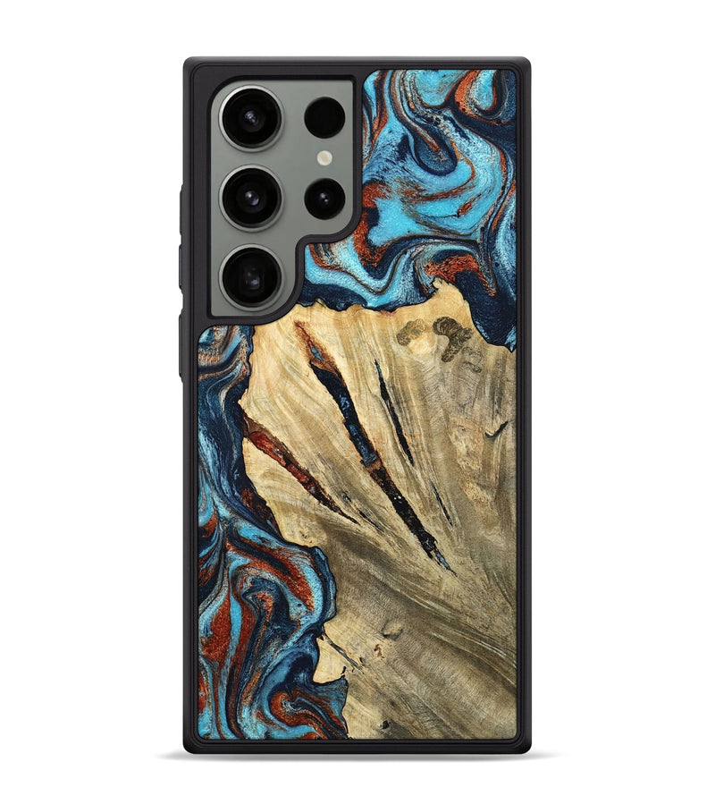 Galaxy S24 Ultra Wood Phone Case - Halley (Teal & Gold, 798674)