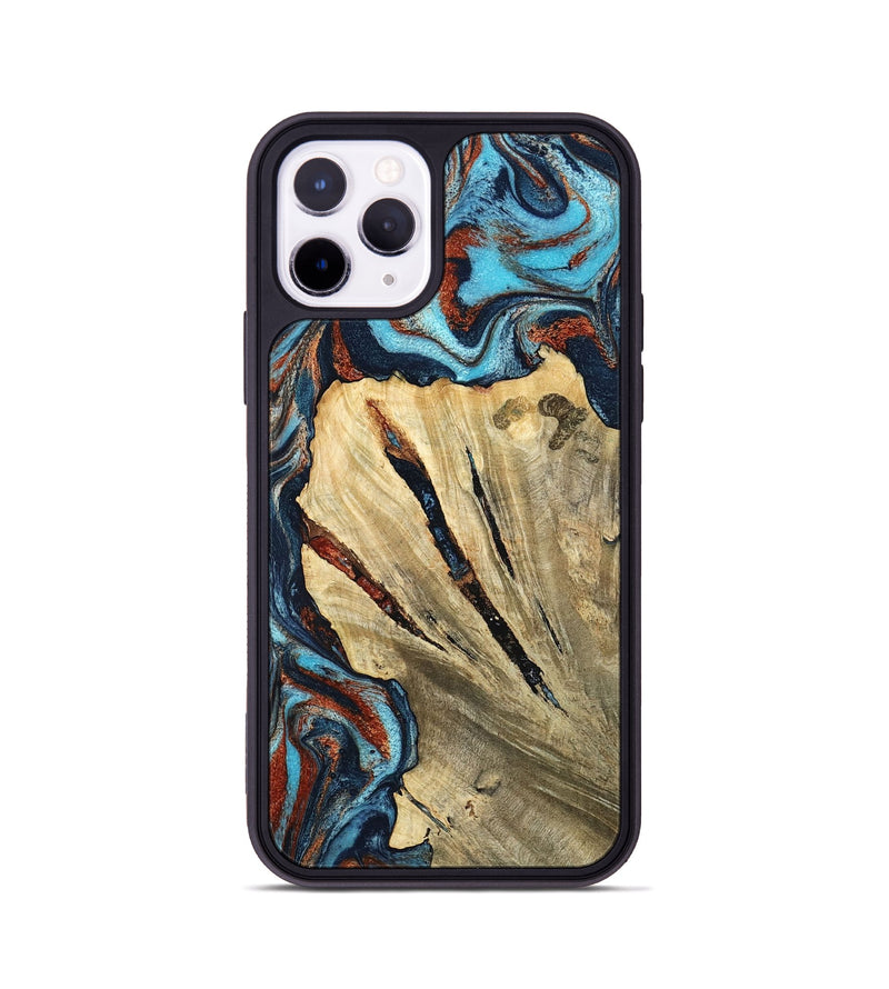 iPhone 11 Pro Wood Phone Case - Halley (Teal & Gold, 798674)