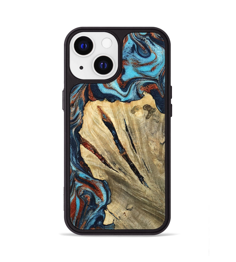 iPhone 13 Wood Phone Case - Halley (Teal & Gold, 798674)