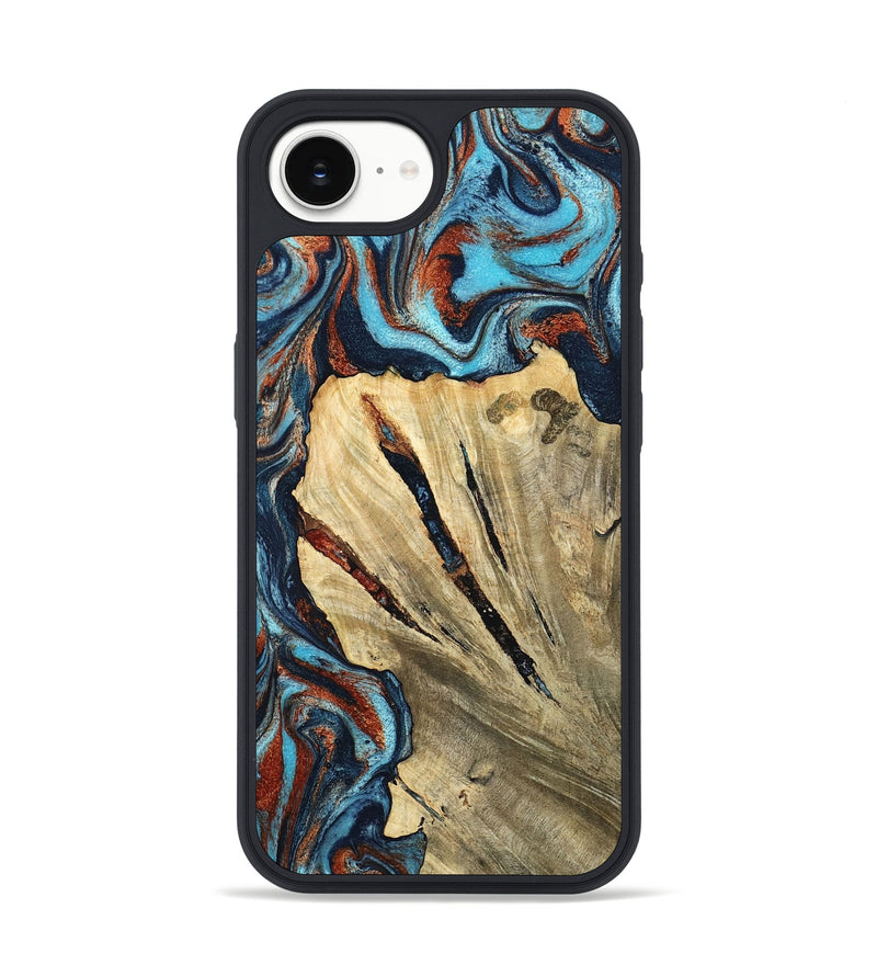 iPhone 16e Wood Phone Case - Halley (Teal & Gold, 798674)