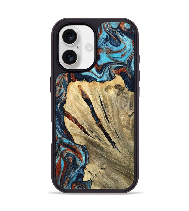 iPhone 17 Wood Phone Case - Halley (Teal & Gold, 798674)