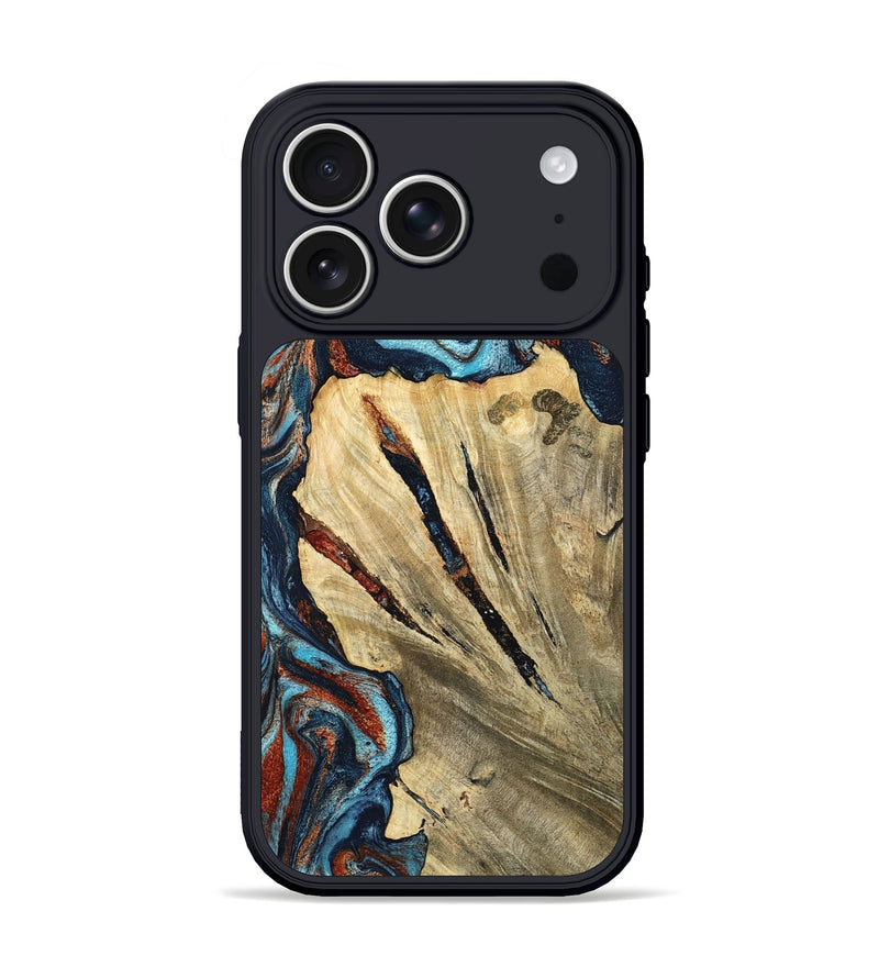 iPhone 17 Pro Wood Phone Case - Halley (Teal & Gold, 798674)