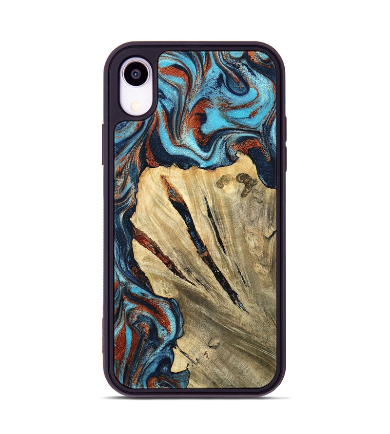 iPhone Xr Wood Phone Case - Halley (Teal & Gold, 798674)