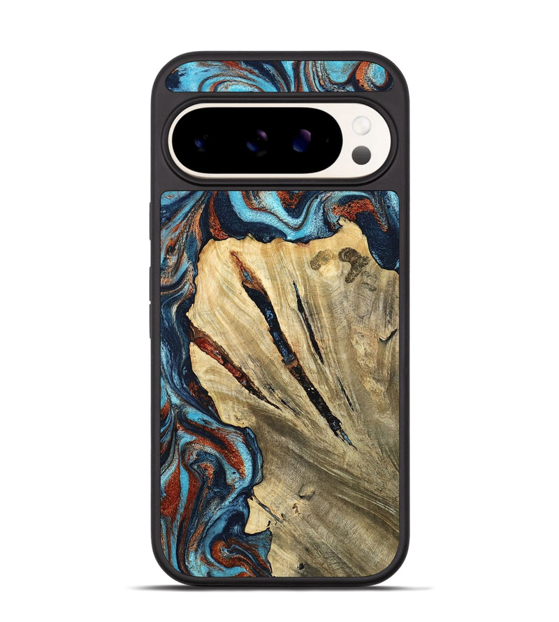 Pixel 9 Wood Phone Case - Halley (Teal & Gold, 798674)