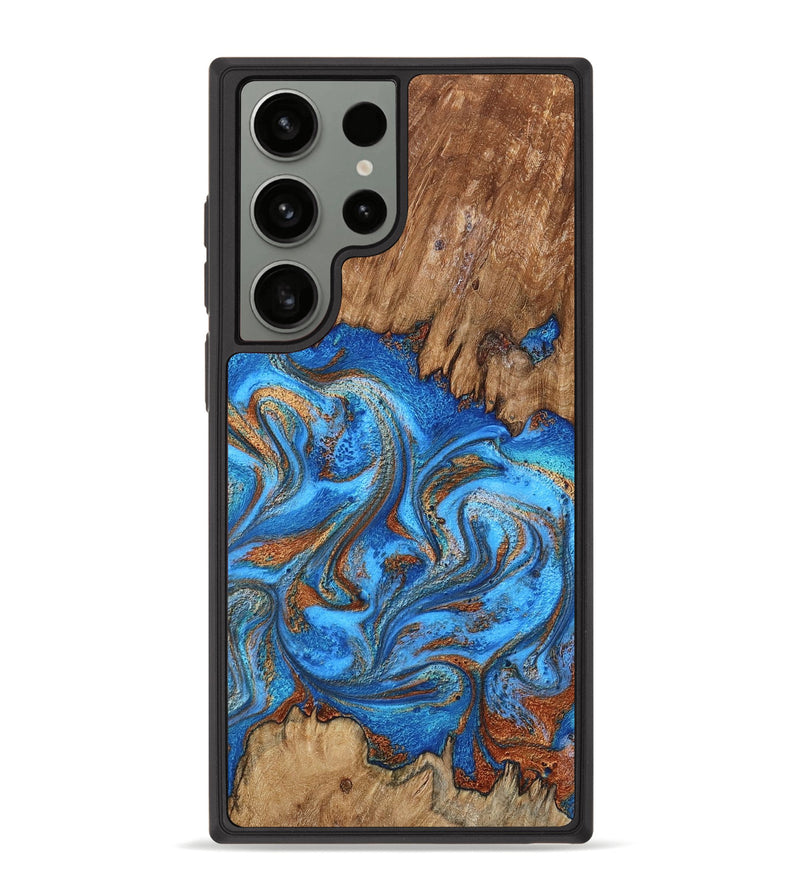 Galaxy S23 Ultra Wood Phone Case - Aziel (Teal & Gold, 798675)