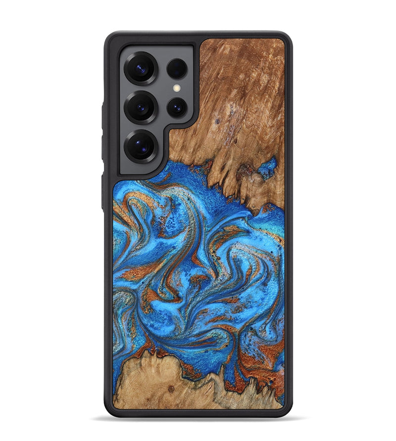 Galaxy S25 Ultra Wood Phone Case - Aziel (Teal & Gold, 798675)
