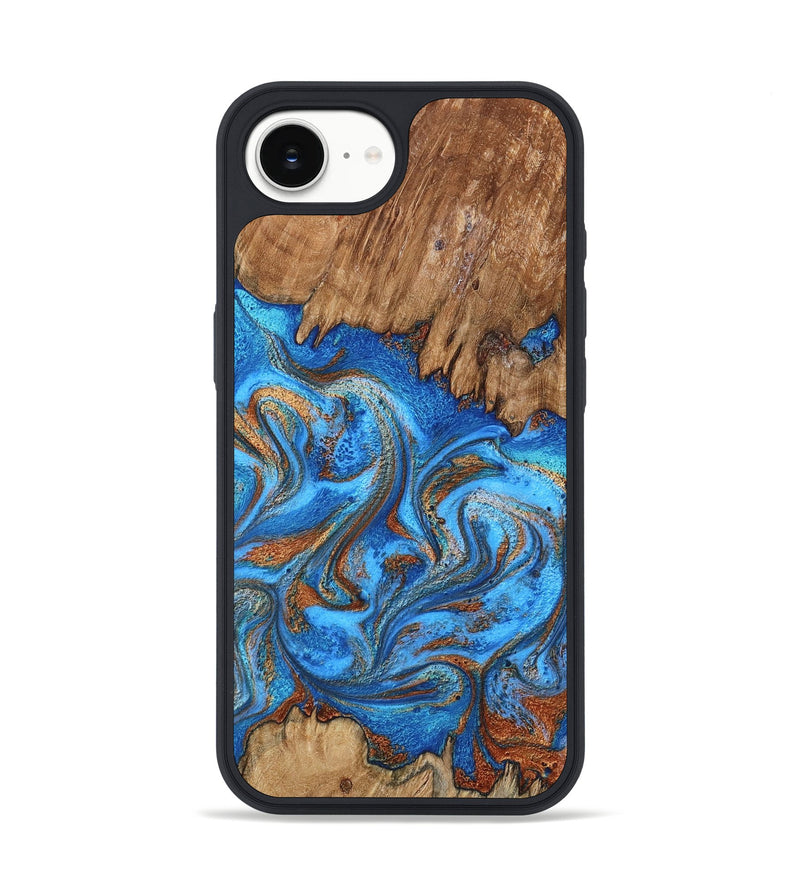 iPhone 16e Wood Phone Case - Aziel (Teal & Gold, 798675)