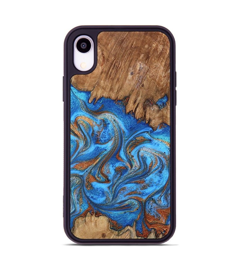 iPhone Xr Wood Phone Case - Aziel (Teal & Gold, 798675)