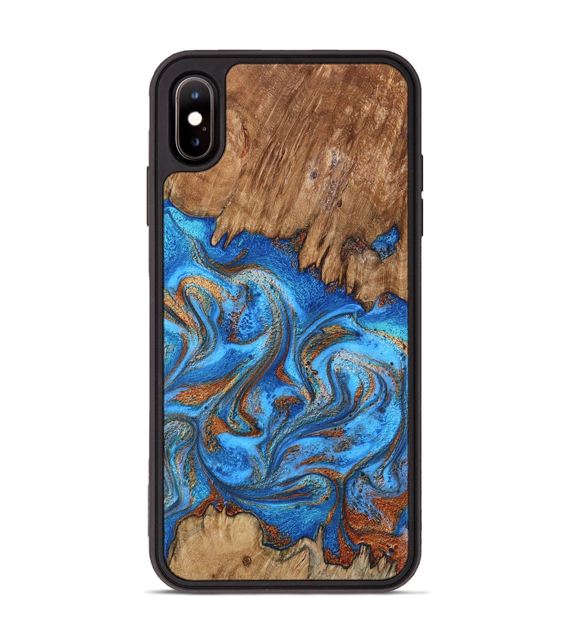 iPhone Xs Max Wood Phone Case - Aziel (Teal & Gold, 798675)