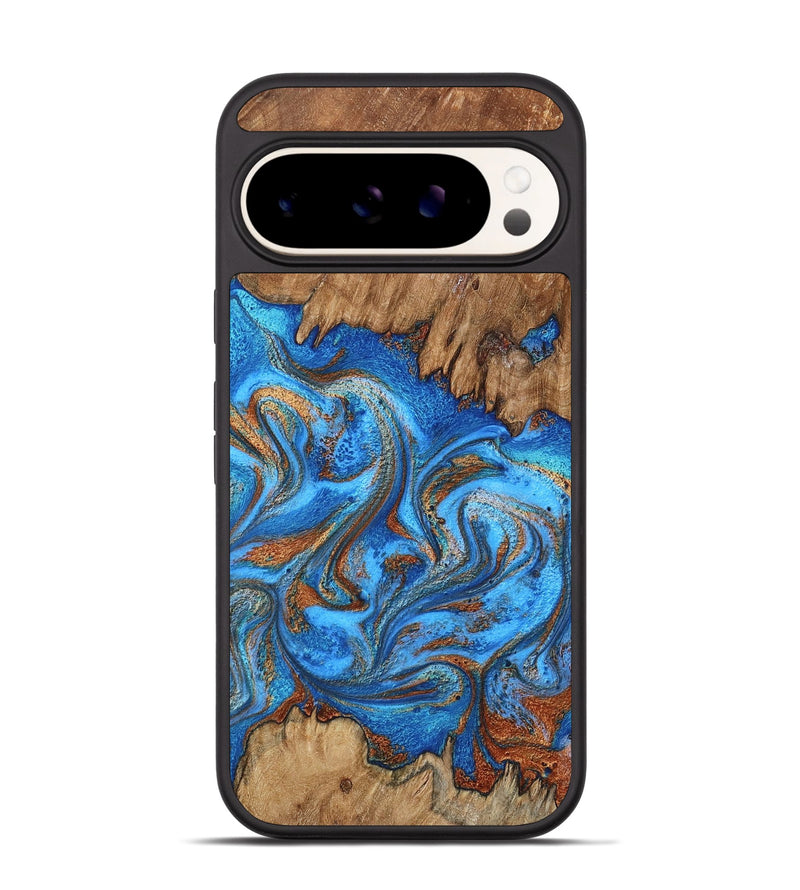 Pixel 9 Pro Wood Phone Case - Aziel (Teal & Gold, 798675)