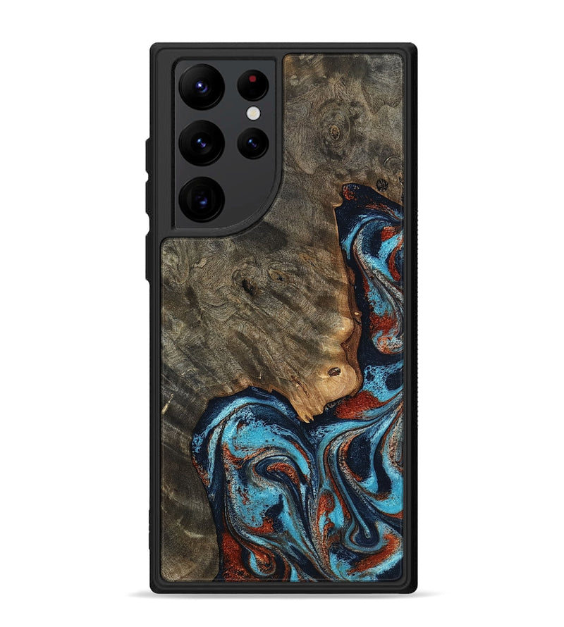 Galaxy S22 Ultra Wood Phone Case - Rhoda (Teal & Gold, 798676)