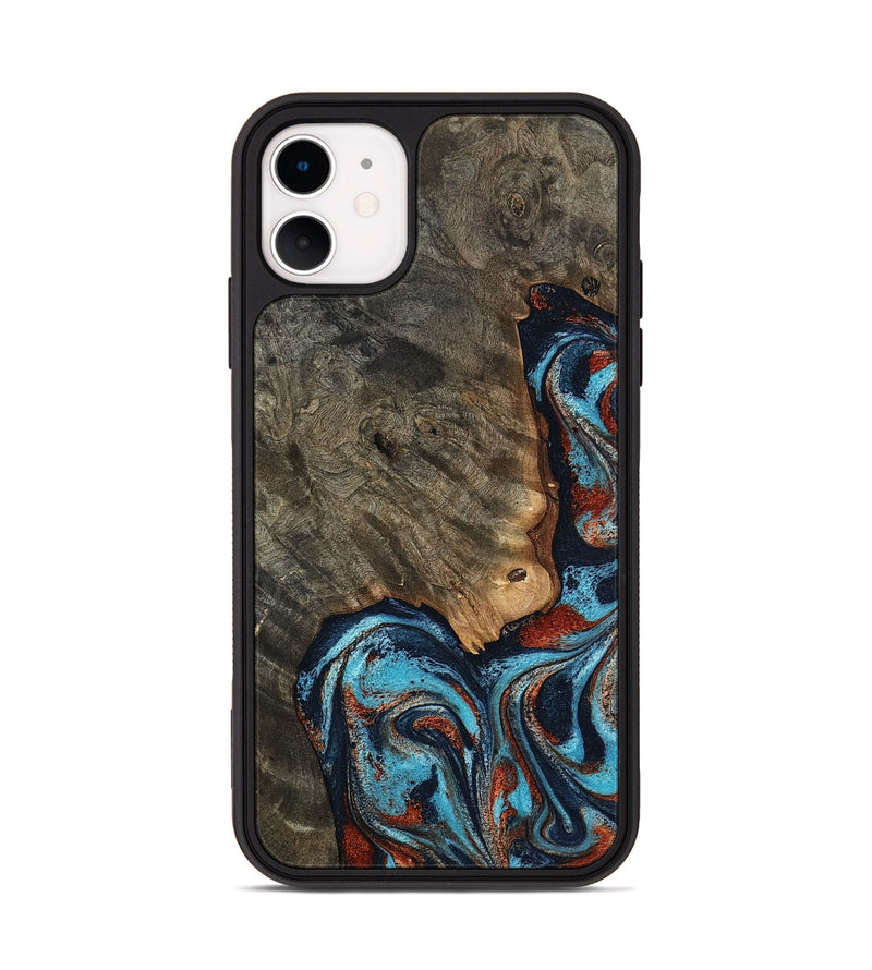 iPhone 11 Wood Phone Case - Rhoda (Teal & Gold, 798676)