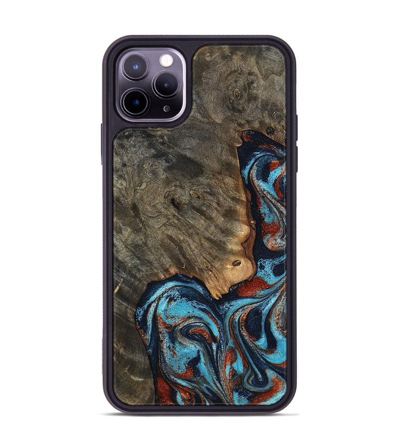 iPhone 11 Pro Max Wood Phone Case - Rhoda (Teal & Gold, 798676)