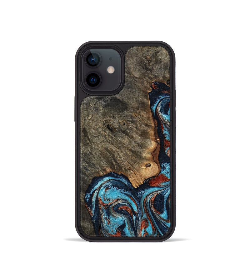 iPhone 12 mini Wood Phone Case - Rhoda (Teal & Gold, 798676)