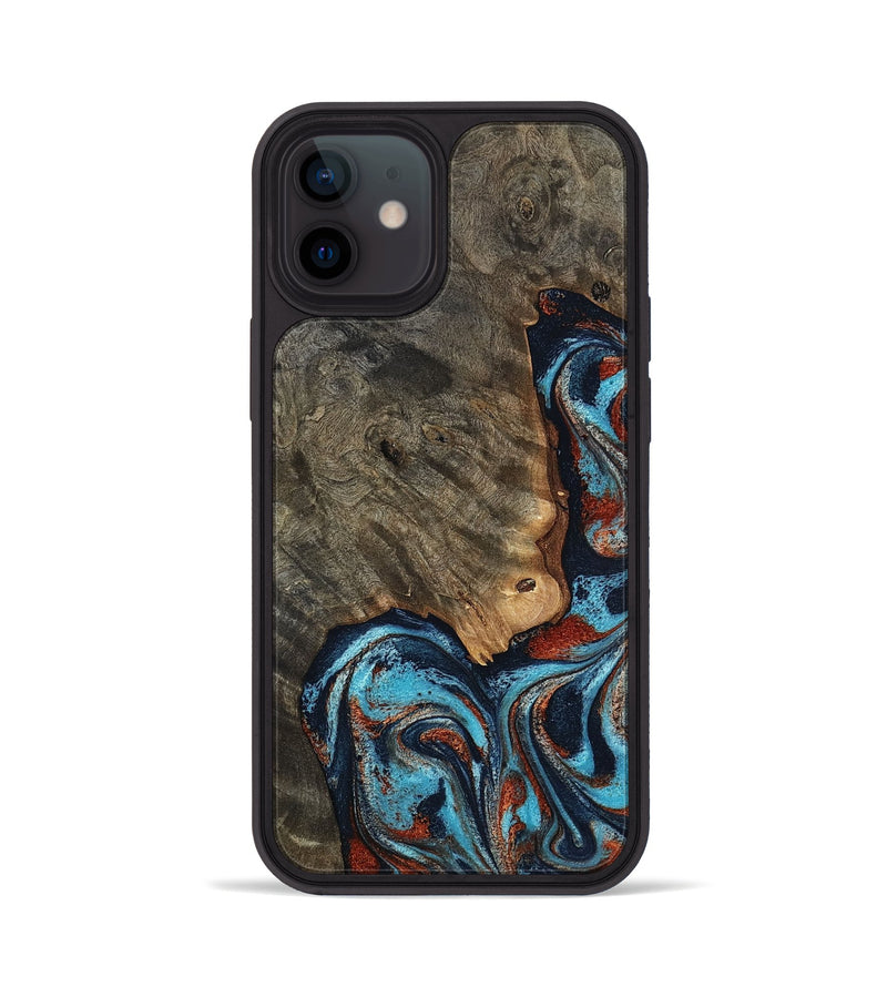 iPhone 12 Wood Phone Case - Rhoda (Teal & Gold, 798676)