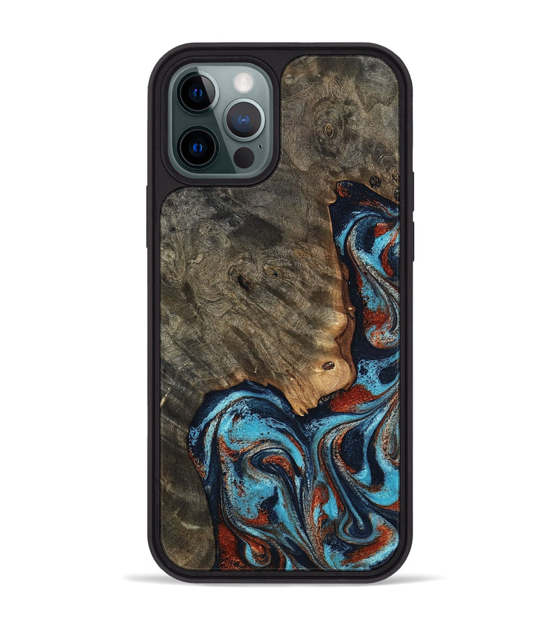 iPhone 12 Pro Max Wood Phone Case - Rhoda (Teal & Gold, 798676)