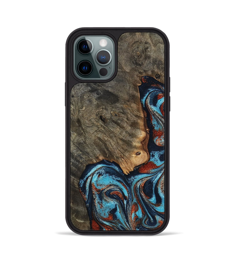 iPhone 12 Pro Wood Phone Case - Rhoda (Teal & Gold, 798676)