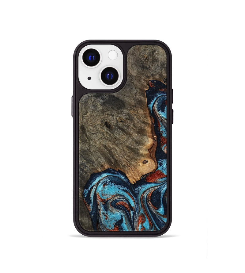 iPhone 13 mini Wood Phone Case - Rhoda (Teal & Gold, 798676)