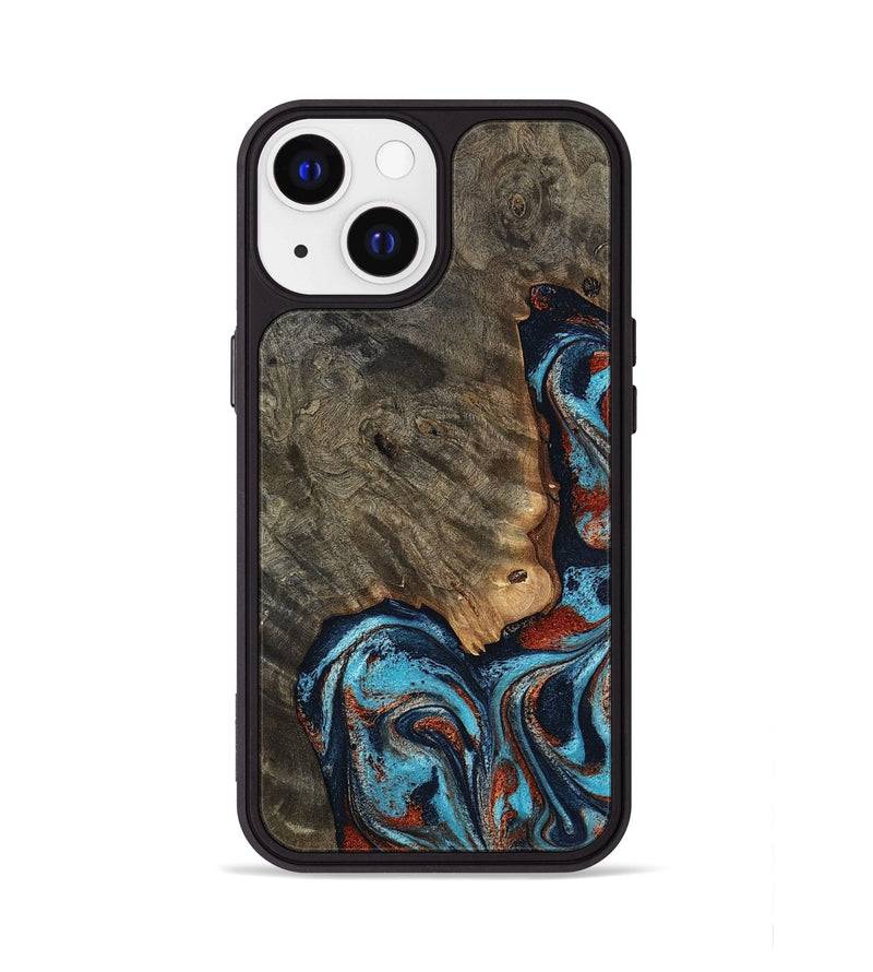 iPhone 13 Wood Phone Case - Rhoda (Teal & Gold, 798676)