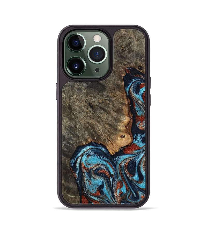 iPhone 13 Pro Wood Phone Case - Rhoda (Teal & Gold, 798676)