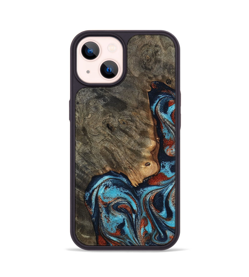 iPhone 14 Wood Phone Case - Rhoda (Teal & Gold, 798676)