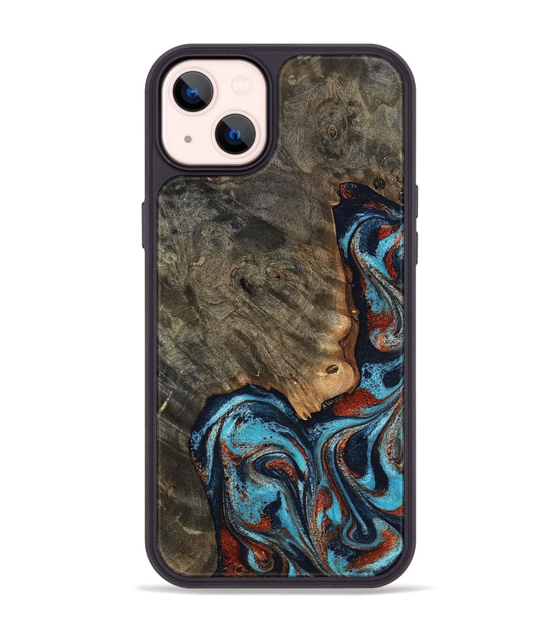 iPhone 14 Plus Wood Phone Case - Rhoda (Teal & Gold, 798676)