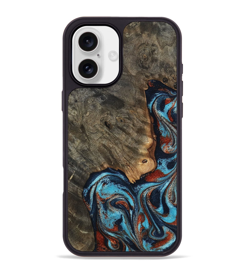 iPhone 16 Plus Wood Phone Case - Rhoda (Teal & Gold, 798676)
