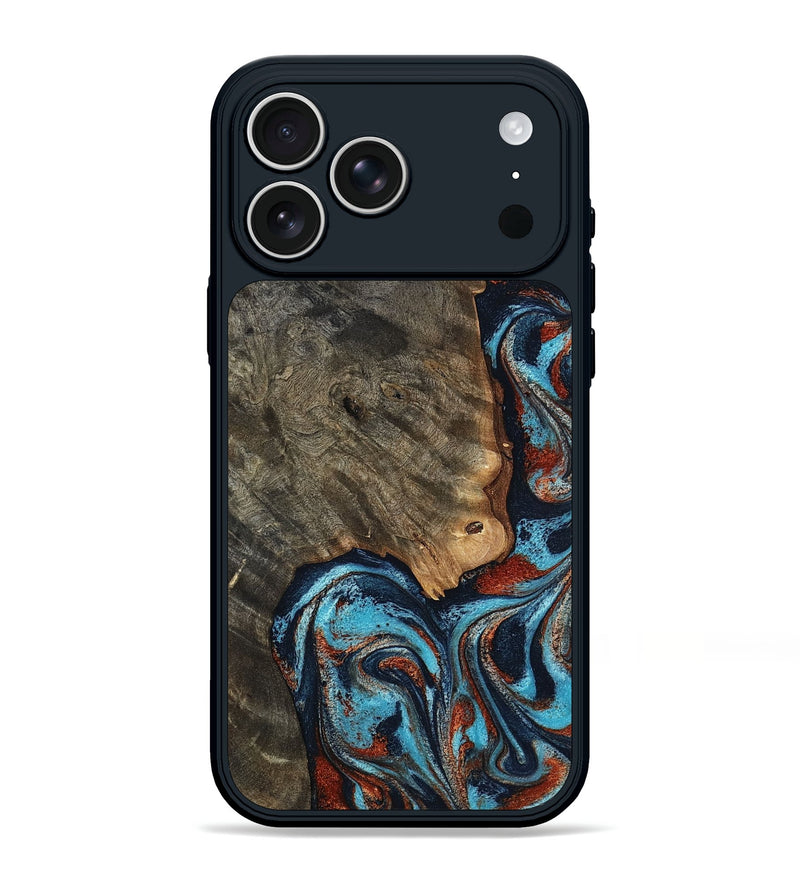 iPhone 17 Pro Max Wood Phone Case - Rhoda (Teal & Gold, 798676)