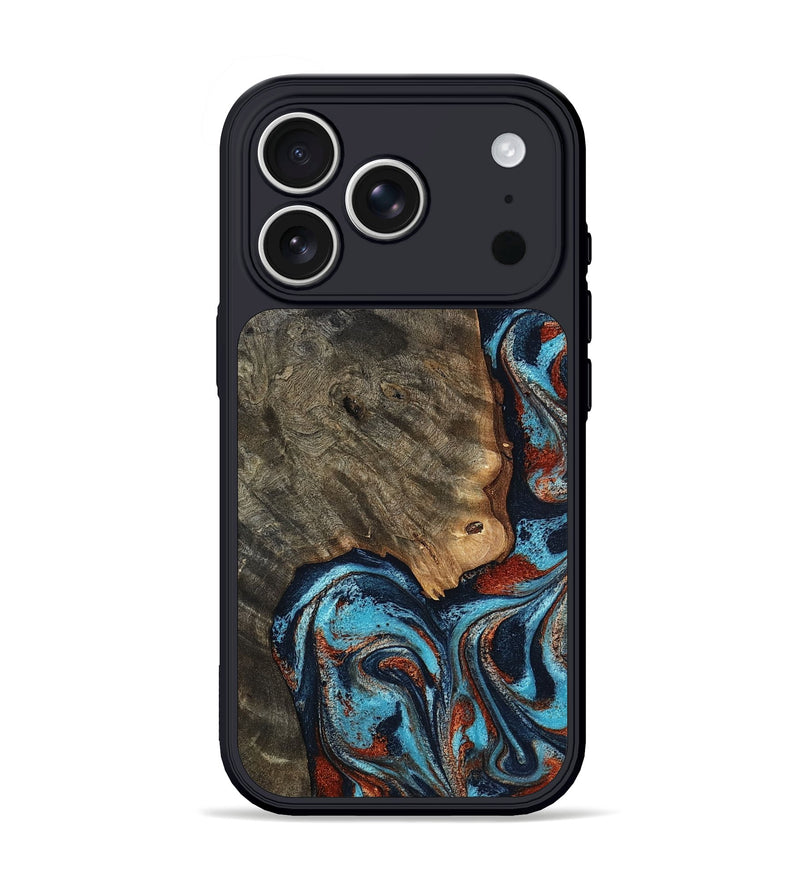 iPhone 17 Pro Wood Phone Case - Rhoda (Teal & Gold, 798676)