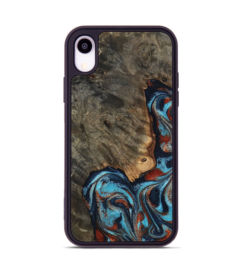 iPhone Xr Wood Phone Case - Rhoda (Teal & Gold, 798676)