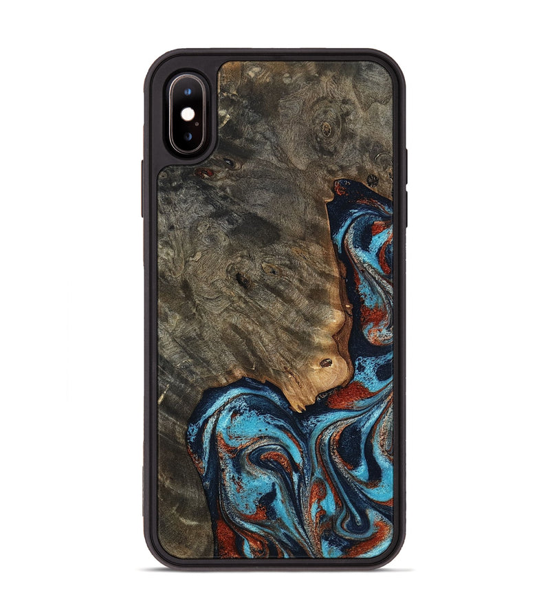 iPhone Xs Max Wood Phone Case - Rhoda (Teal & Gold, 798676)