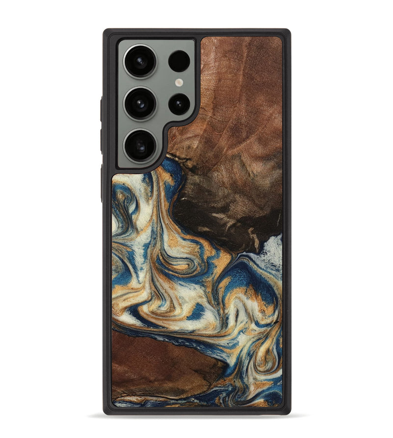 Galaxy S23 Ultra Wood Phone Case - Adison (Teal & Gold, 798677)