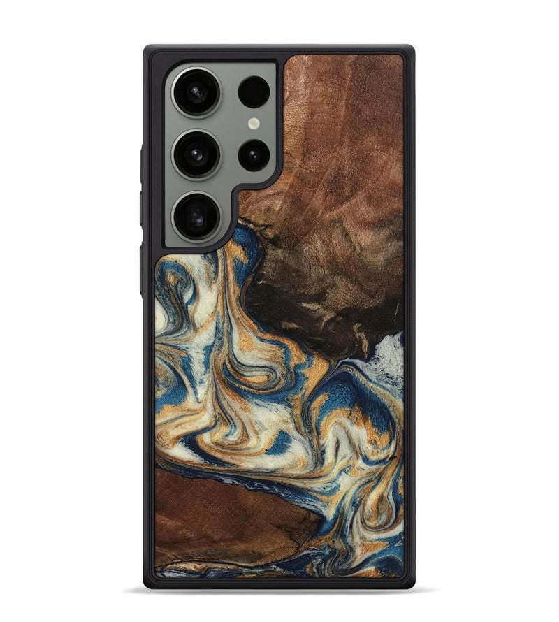 Galaxy S24 Ultra Wood Phone Case - Adison (Teal & Gold, 798677)