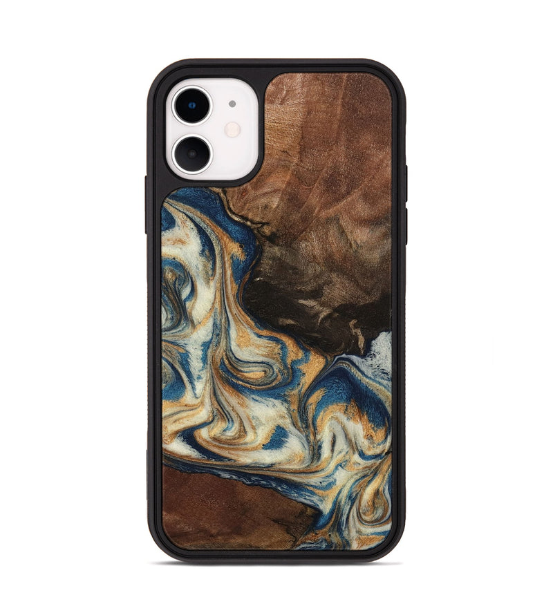 iPhone 11 Wood Phone Case - Adison (Teal & Gold, 798677)