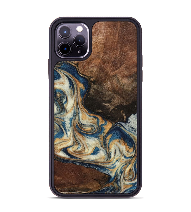 iPhone 11 Pro Max Wood Phone Case - Adison (Teal & Gold, 798677)