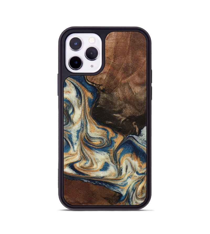 iPhone 11 Pro Wood Phone Case - Adison (Teal & Gold, 798677)