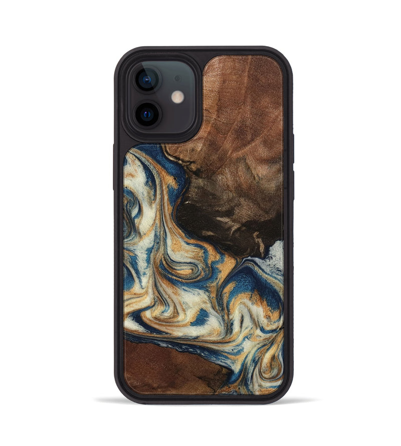 iPhone 12 Wood Phone Case - Adison (Teal & Gold, 798677)
