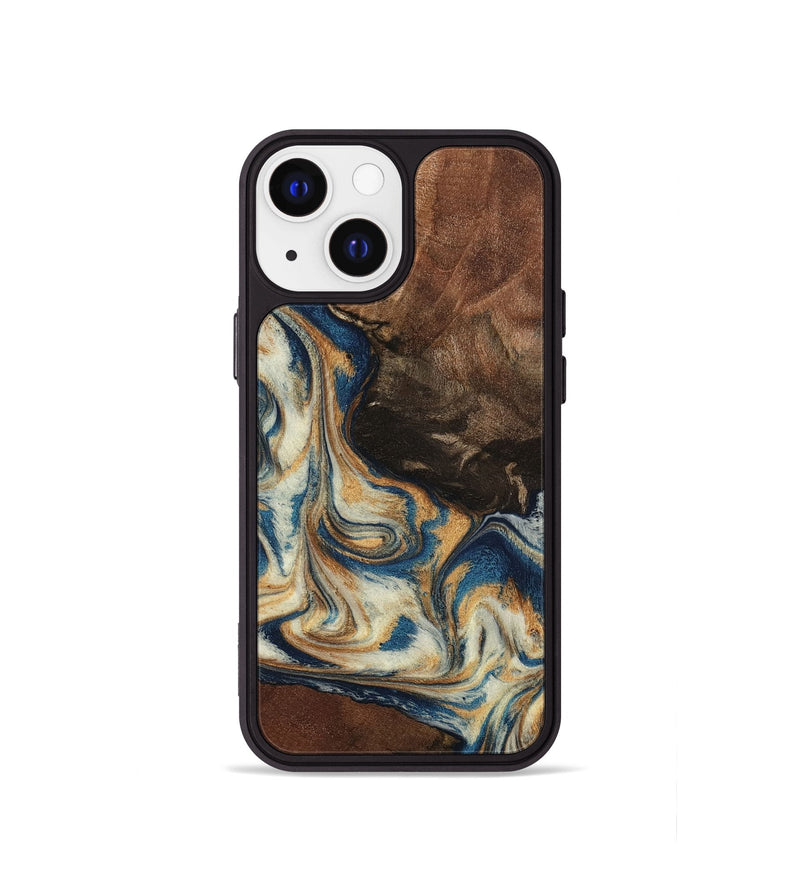 iPhone 13 mini Wood Phone Case - Adison (Teal & Gold, 798677)