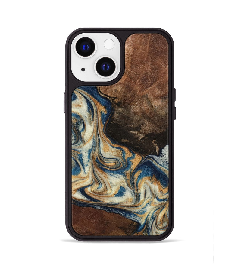 iPhone 13 Wood Phone Case - Adison (Teal & Gold, 798677)