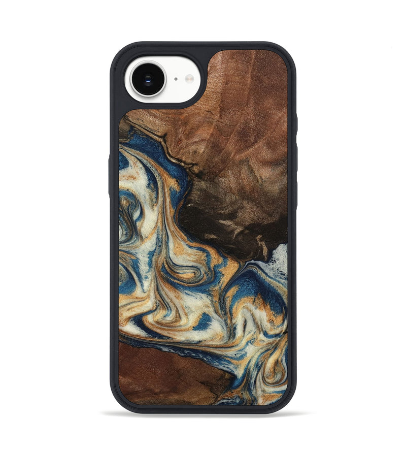 iPhone 16e Wood Phone Case - Adison (Teal & Gold, 798677)