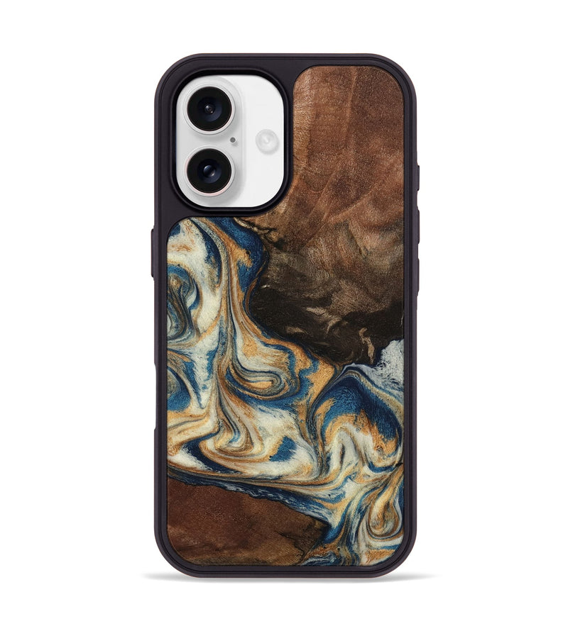 iPhone 17 Wood Phone Case - Adison (Teal & Gold, 798677)