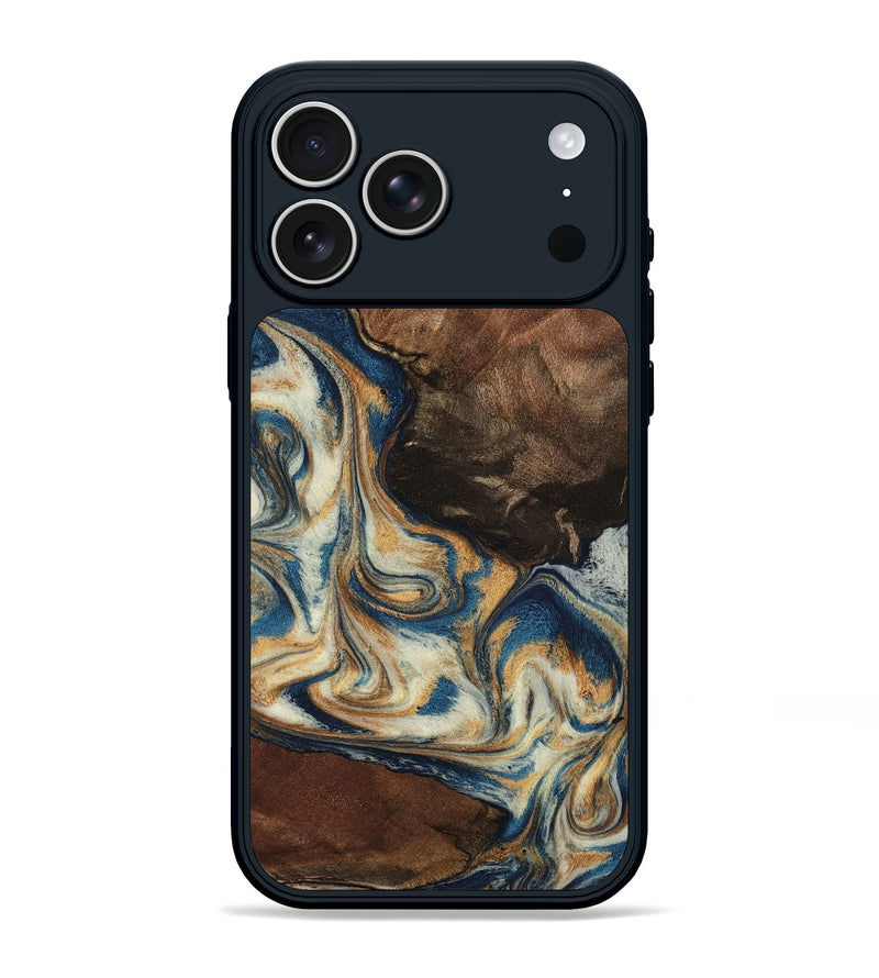 iPhone 17 Pro Max Wood Phone Case - Adison (Teal & Gold, 798677)