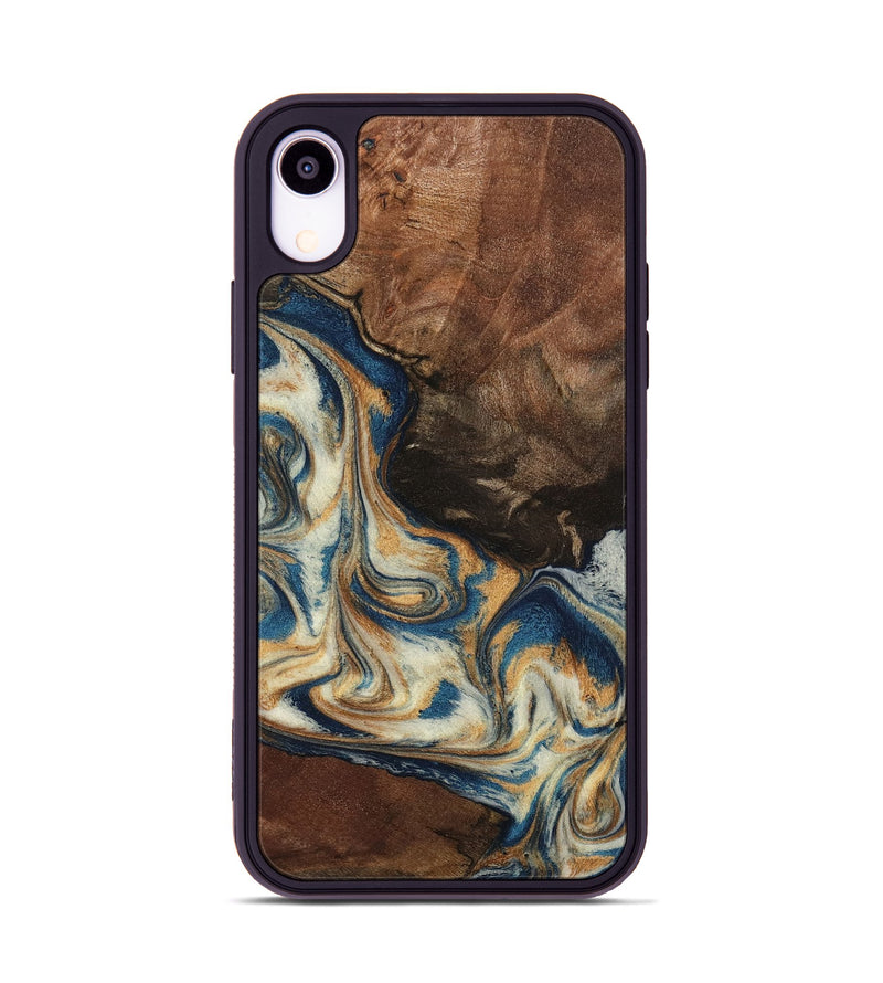 iPhone Xr Wood Phone Case - Adison (Teal & Gold, 798677)